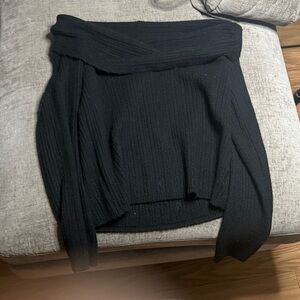 H&M Black Ribbed Off-Shoulder Top